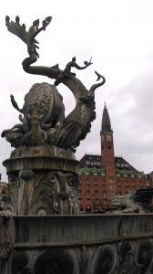 A dragon fighting a bull in Copenhagen's City Hall Square. But why???