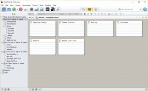 Scrivener's corkboard view is great for shuffling around scenes within your story structure.